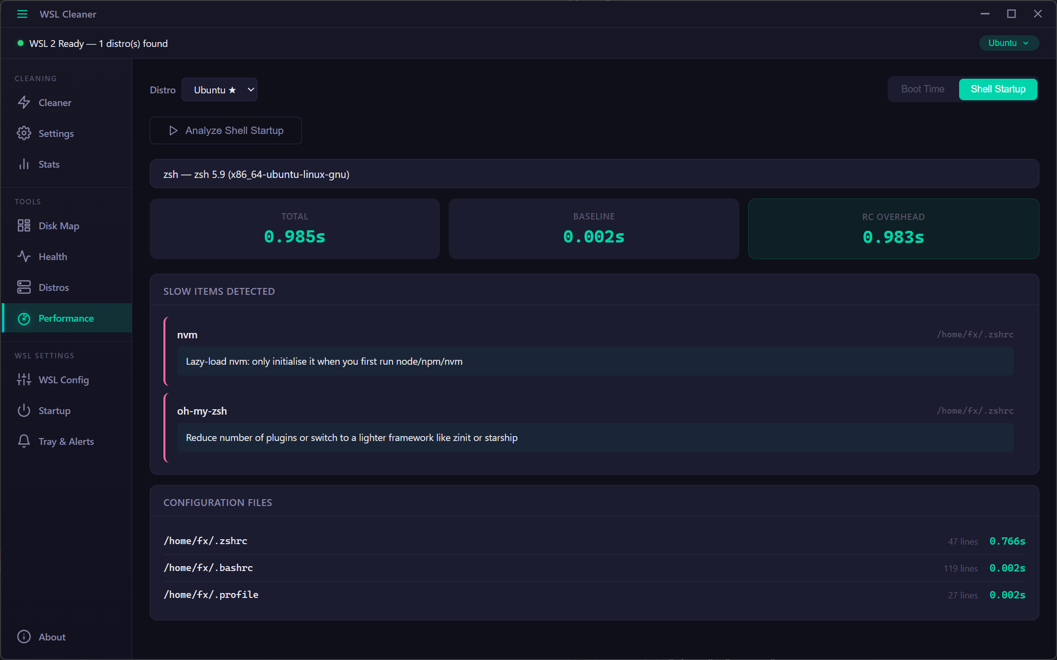 WSL Cleaner - Performance analyzer