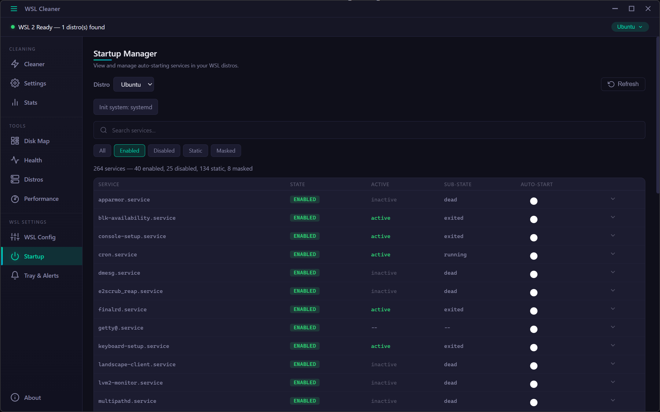 WSL Cleaner - Startup manager